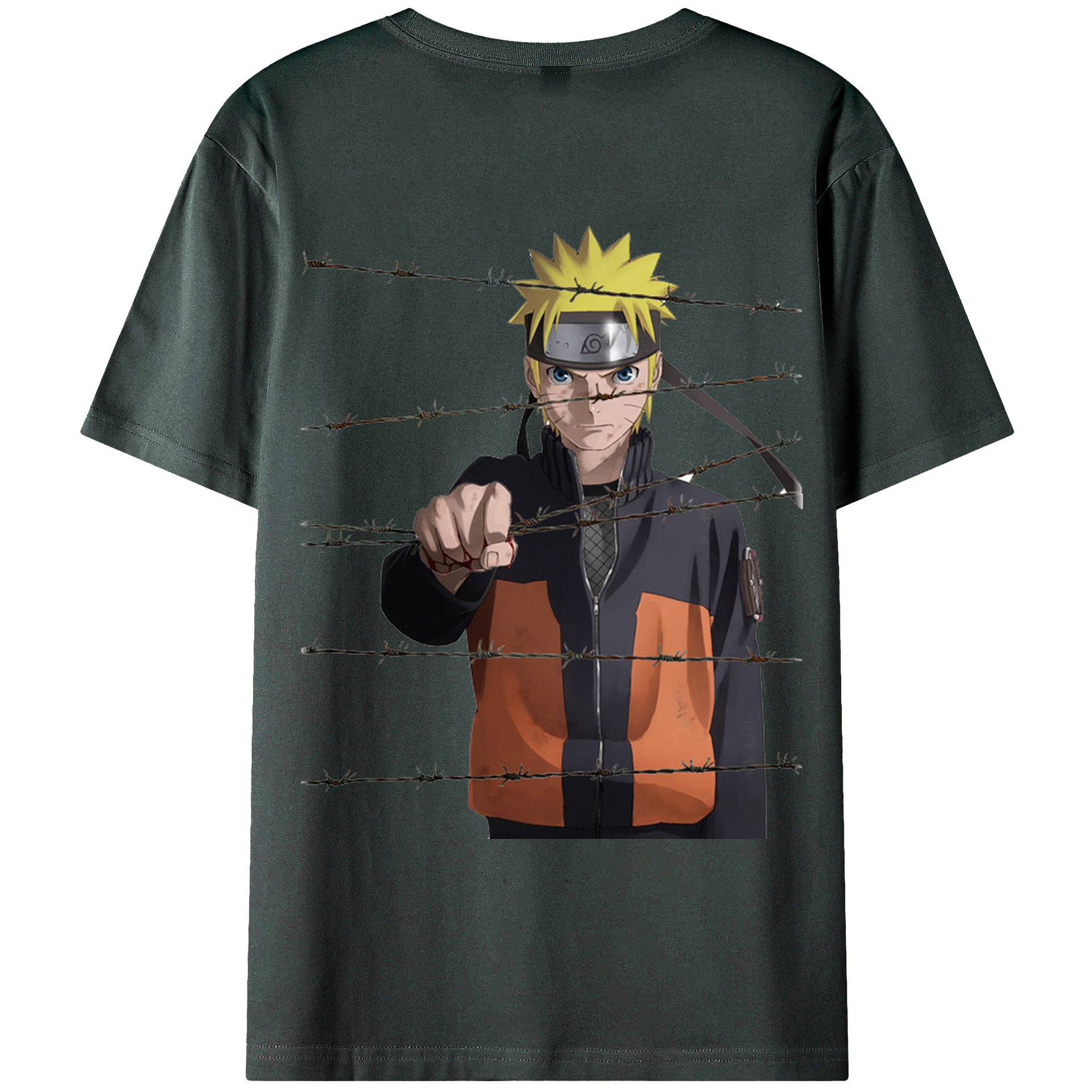 （画像用） NARUTO -ナルト- うずまき ナルト Uzumaki Naruto 綿100％ メンズ半袖Tシャツ（バックプリント） 通気性